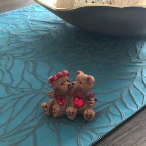 Cute Valentine’s Bear Figurine with Red Hearts